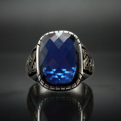 SAPPHIRE RING FOR MEN IN 925 STERLING SILVER