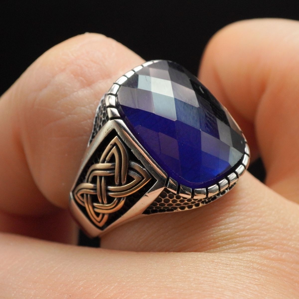SAPPHIRE RING FOR MEN IN 925 STERLING SILVER