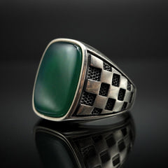 Pad Mosaic Black 925 Silver Ring