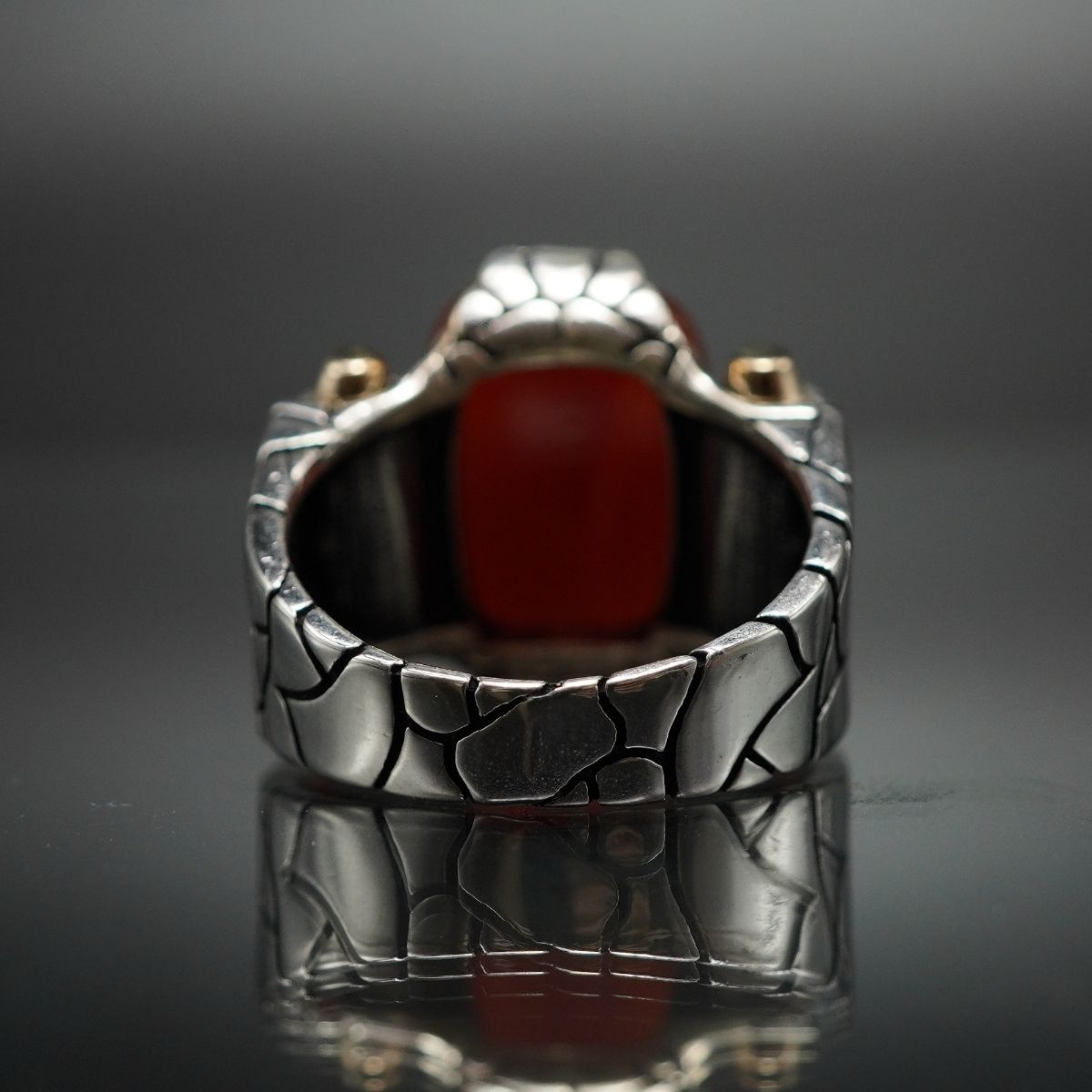 TURKISH HANDMADE SILVER RING IN RED AGATE