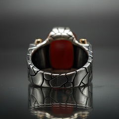 TURKISH HANDMADE SILVER RING IN RED AGATE