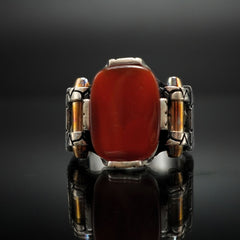 TURKISH HANDMADE SILVER RING IN RED AGATE