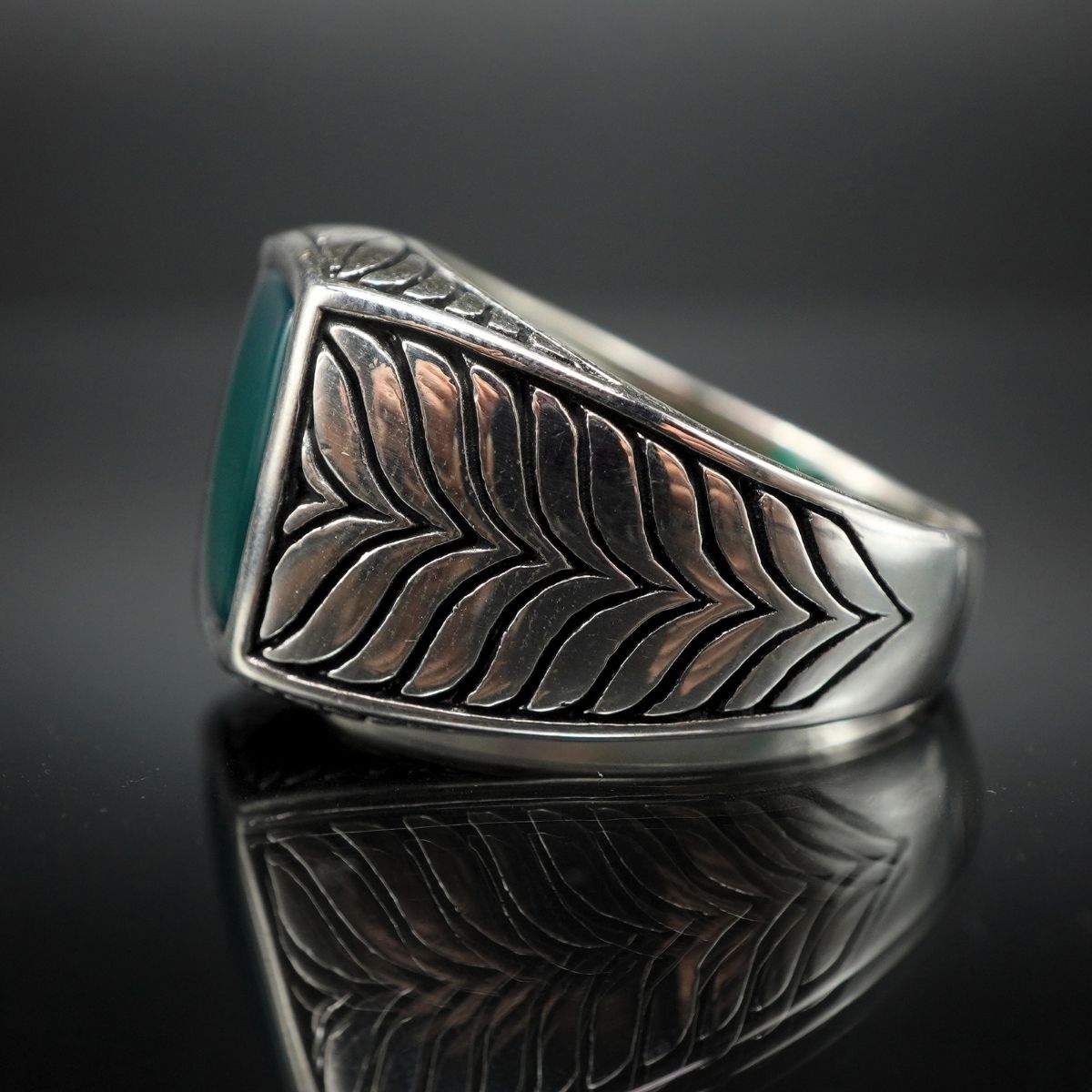 GREEN AGATE HANDMADE 925 STERLING SILVER RING