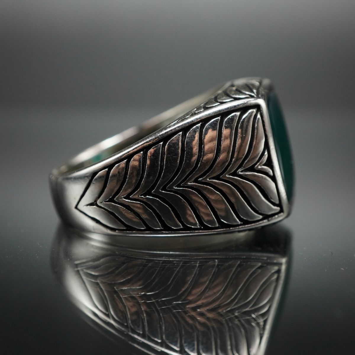 GREEN AGATE HANDMADE 925 STERLING SILVER RING