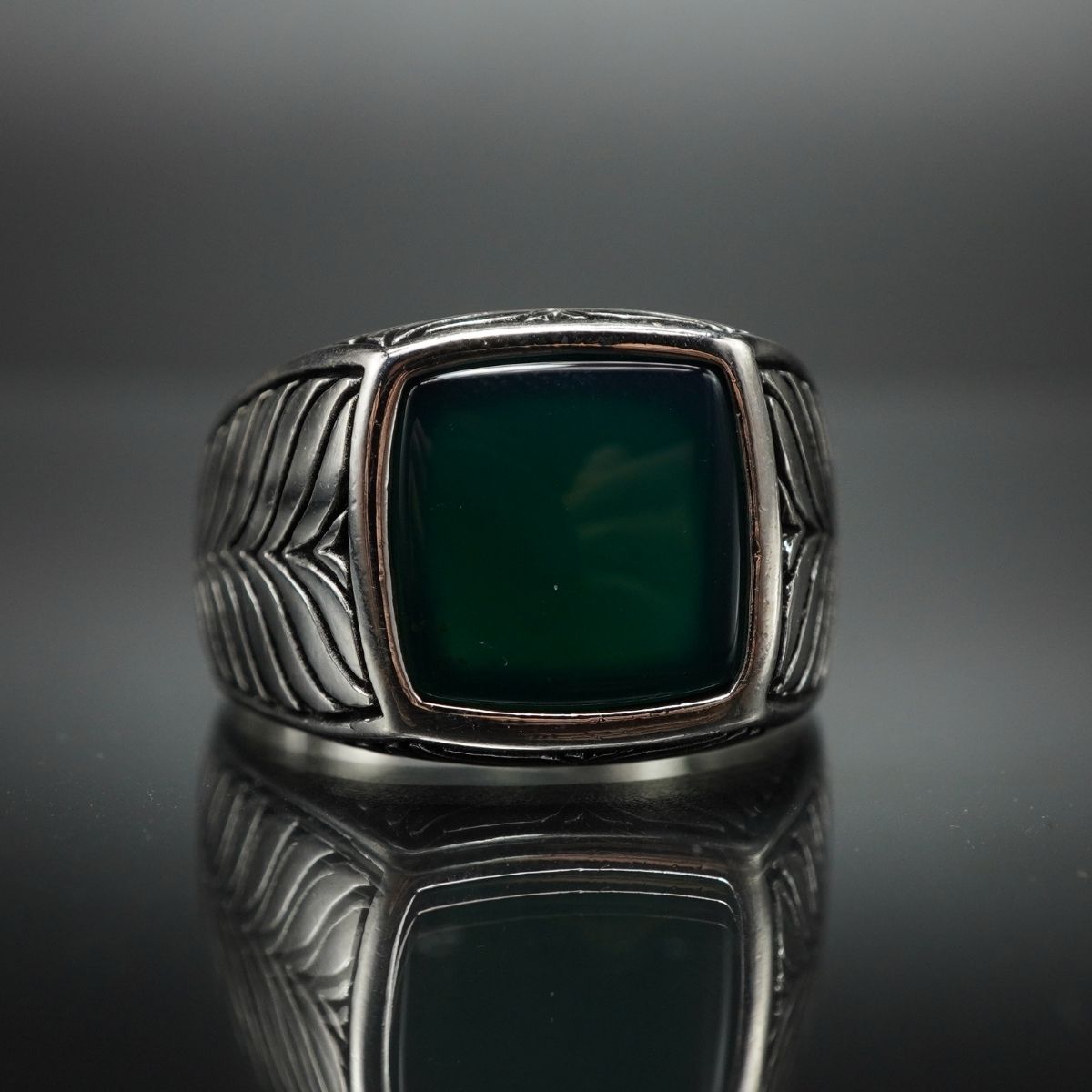 GREEN AGATE HANDMADE 925 STERLING SILVER RING