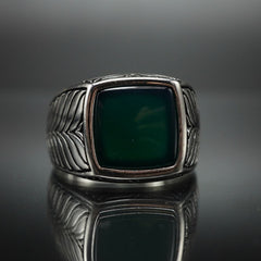 GREEN AGATE HANDMADE 925 STERLING SILVER RING