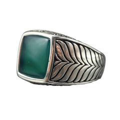 GREEN AGATE HANDMADE 925 STERLING SILVER RING