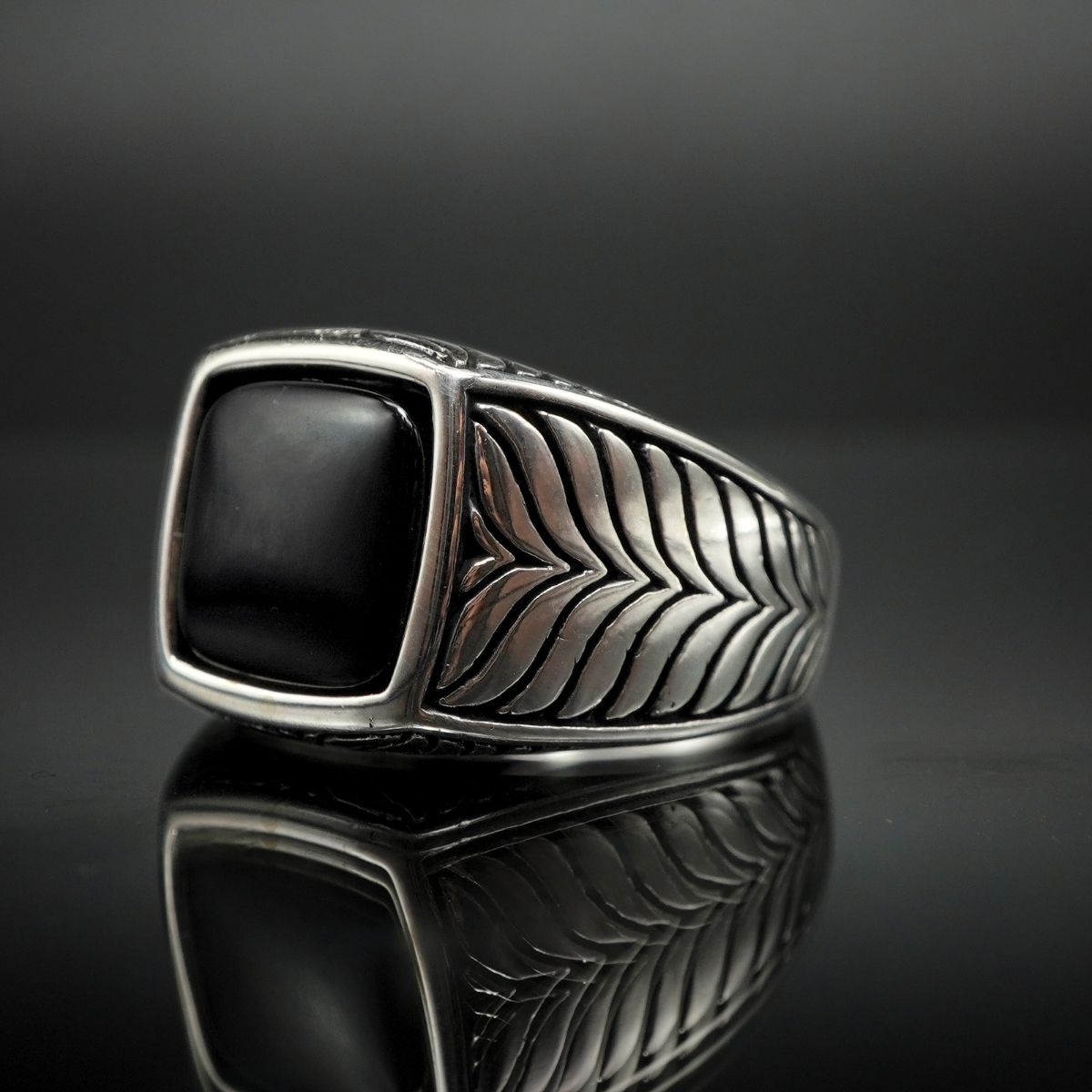 BLACK ONYX HANDMADE 925 STERLING SILVER RING
