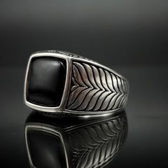 BLACK ONYX 925 STERLING SILVER HANDMADE RING FOR MEN