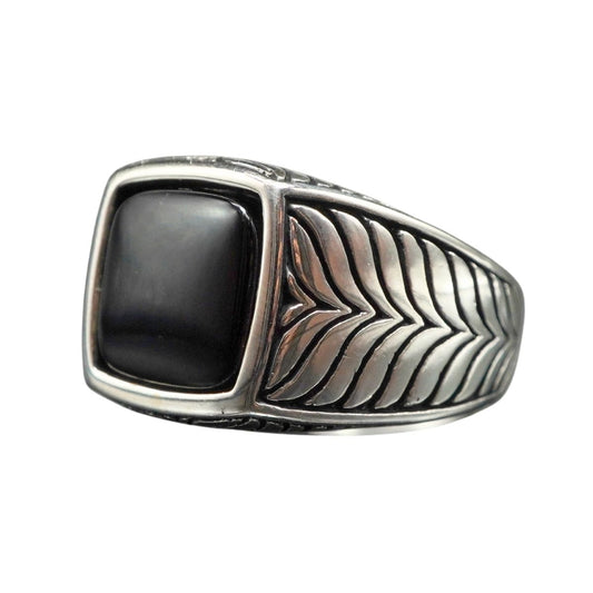 BLACK ONYX 925 STERLING SILVER HANDMADE RING FOR MEN
