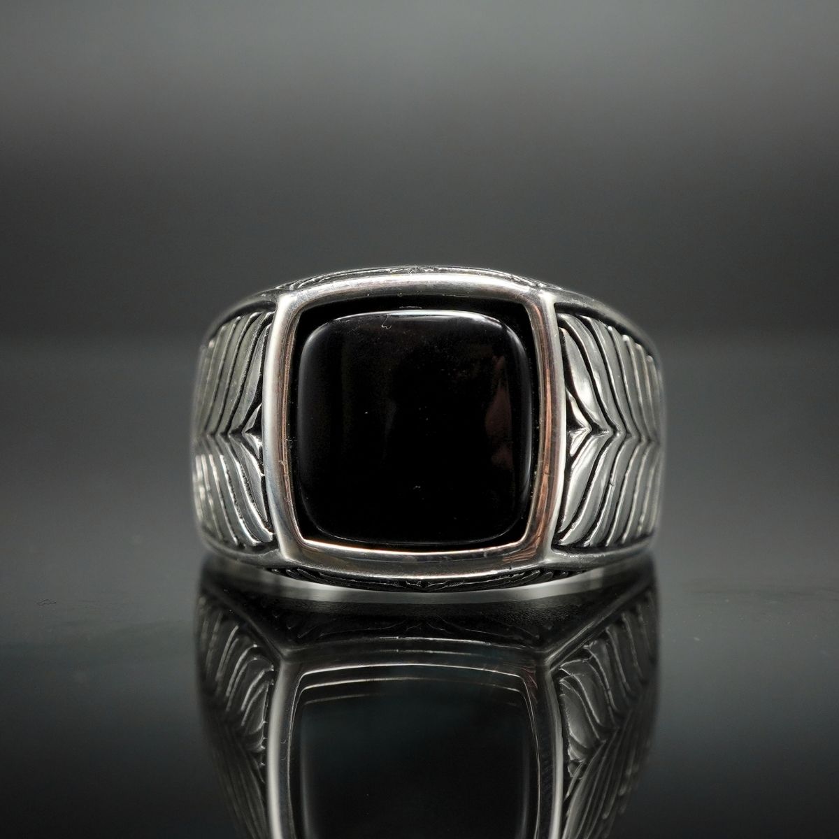BLACK ONYX 925 STERLING SILVER HANDMADE RING FOR MEN