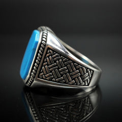 MEN SILVER RING IN TURQUOISE GEMSTONE