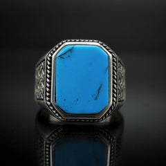 MEN SILVER RING IN TURQUOISE GEMSTONE