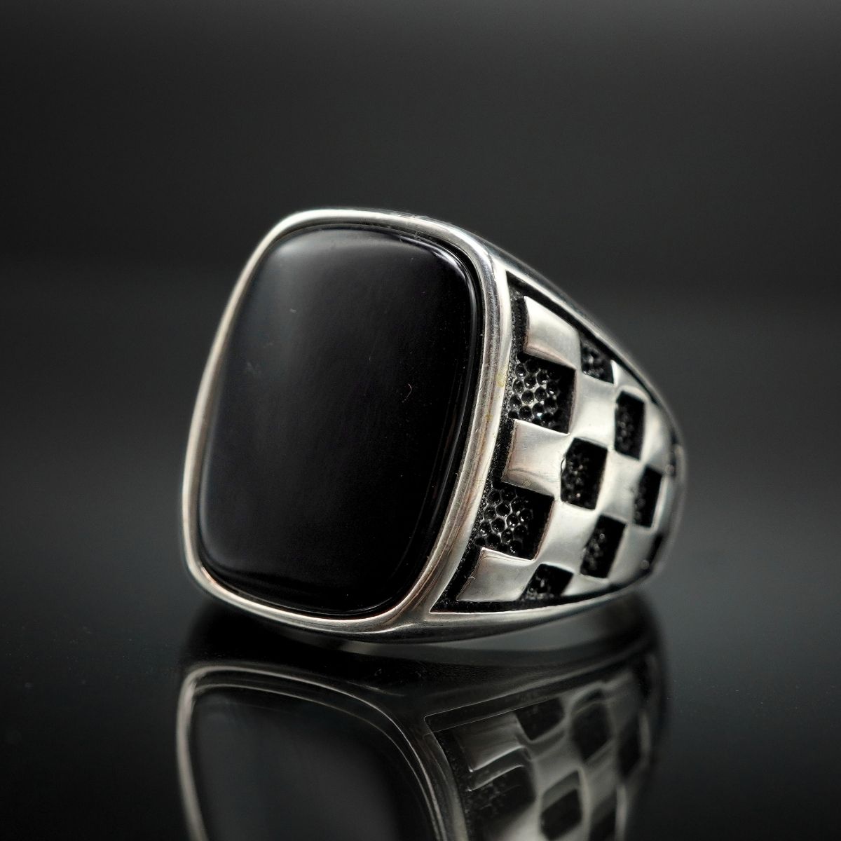 Pad Mosaic Black 925 Silver Ring