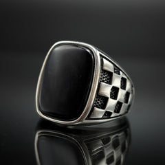 Pad Mosaic Black 925 Silver Ring