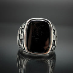 Pad Mosaic Black 925 Silver Ring