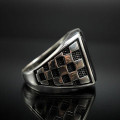 Pad Mosaic Black 925 Silver Ring