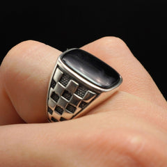 Pad Mosaic Black 925 Silver Ring