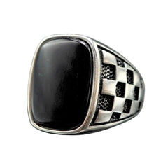 Pad Mosaic Black 925 Silver Ring