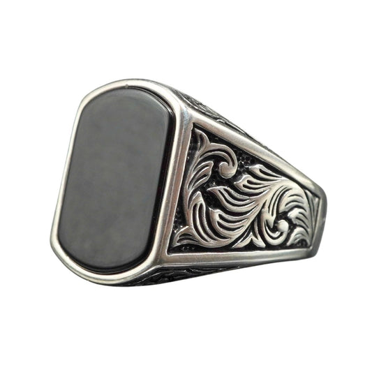 BLACK ONYX GEMSTONE 925 STERLING SILVER RING