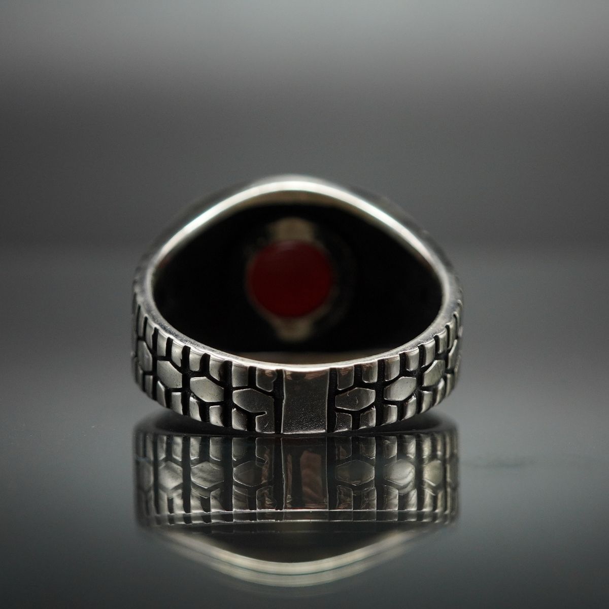 RED AGATE GEMSTONE RING FOR MEN IN SILVER