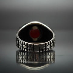RED AGATE GEMSTONE RING FOR MEN IN SILVER