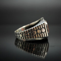 RED AGATE GEMSTONE RING FOR MEN IN SILVER