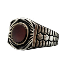RED AGATE GEMSTONE RING FOR MEN IN SILVER