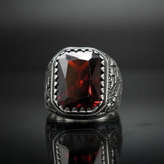 RUBY MEN RING IN SILVER