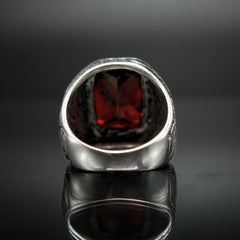 RUBY MEN RING IN SILVER