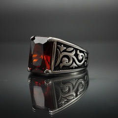 RUBY GEMSTONE 925 STERLING SILVER RING FOR MEN