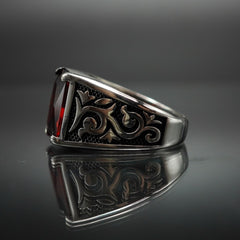 RUBY GEMSTONE 925 STERLING SILVER RING FOR MEN