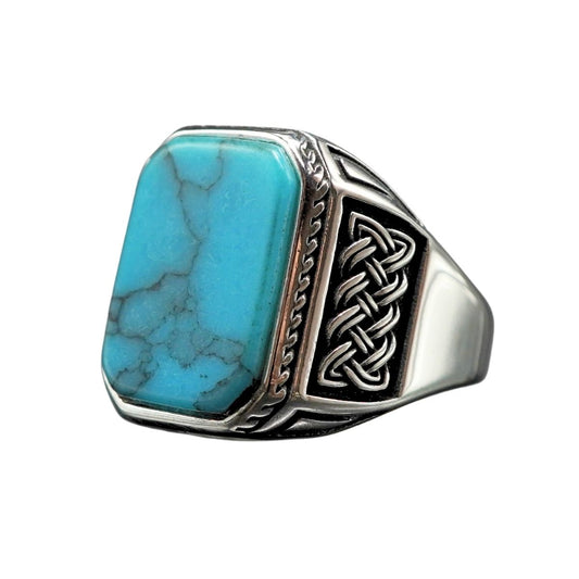 TURQUOISE GEMSTONE 925 STERLING SILVER RING FOR MEN