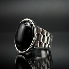 BLACK ONYX CLASSIC RING FOR MEN IN 925 SILVER