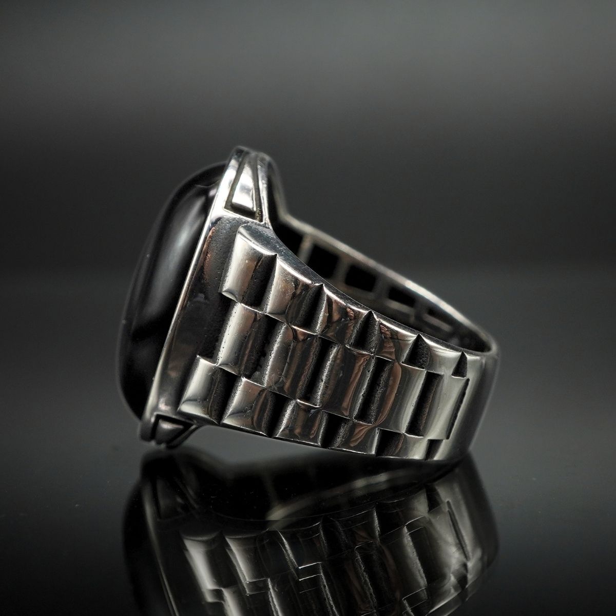 BLACK ONYX CLASSIC RING FOR MEN IN 925 SILVER