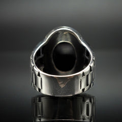 BLACK ONYX CLASSIC RING FOR MEN IN 925 SILVER