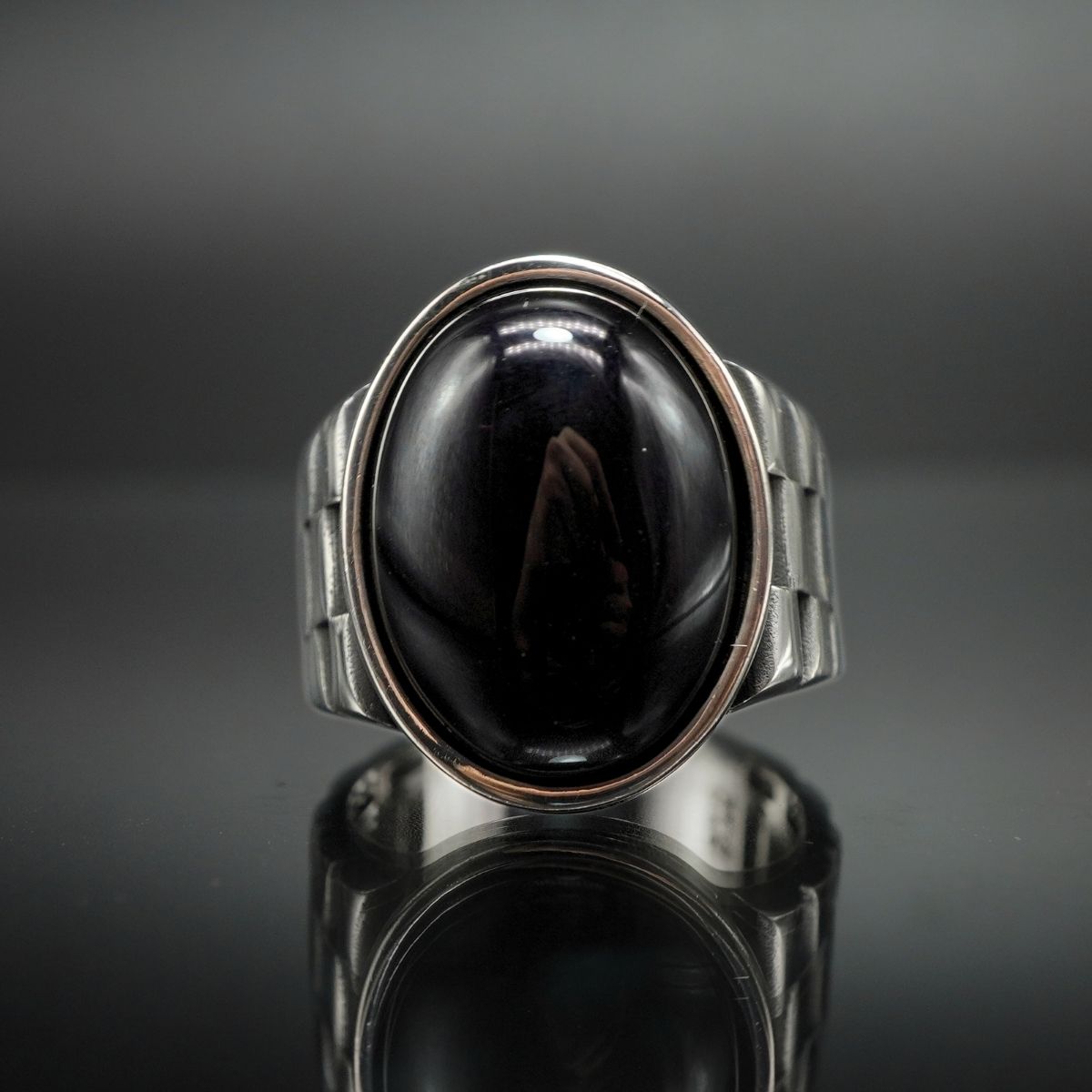 BLACK ONYX CLASSIC RING FOR MEN IN 925 SILVER
