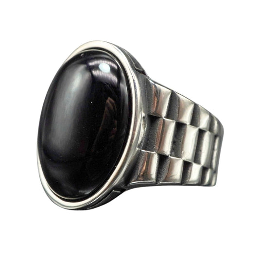 BLACK ONYX CLASSIC RING FOR MEN IN 925 SILVER