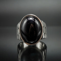 BLACK ONYX CLASSIC RING FOR MEN IN 925 SILVER