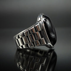BLACK ONYX CLASSIC RING FOR MEN IN 925 SILVER