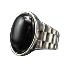 BLACK ONYX CLASSIC RING FOR MEN IN 925 SILVER