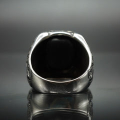 SWORD BLACK ONYX GEMSTONE 925 STERLING SILVER RING
