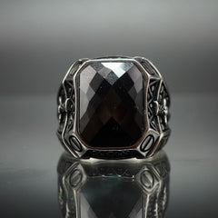 SWORD BLACK ONYX GEMSTONE 925 STERLING SILVER RING
