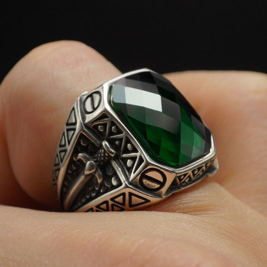 GREEN SWORD 925 STERLING SILVER RING