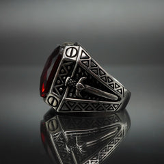 SWORD SILVER JEWELRY IN RED RUBY 