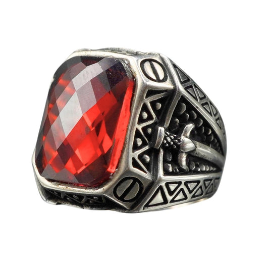 SWORD SILVER JEWELRY IN RED RUBY 