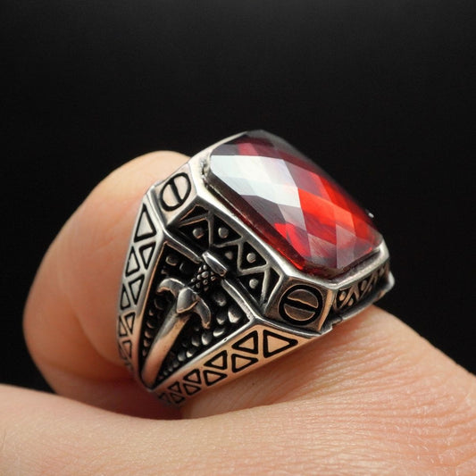 SWORD SILVER JEWELRY IN RED RUBY 