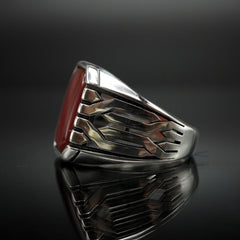 AGATE GEMSTONE 925 STERLING SILVER RING FOR MEN