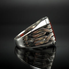 AGATE GEMSTONE 925 STERLING SILVER RING FOR MEN