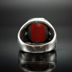 AGATE GEMSTONE 925 STERLING SILVER RING FOR MEN